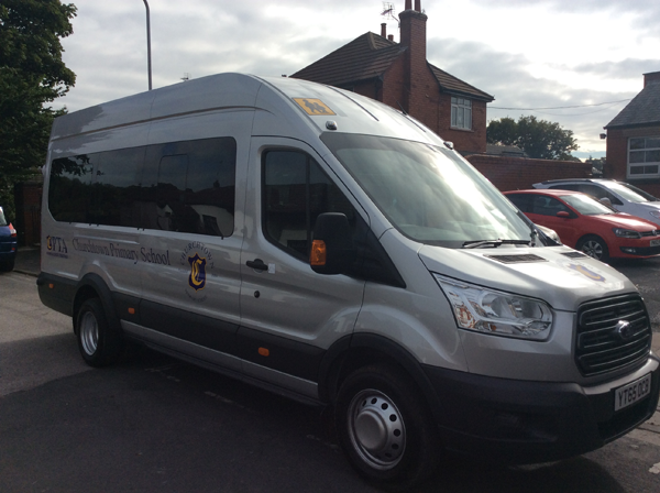 Churchtown Primary School minibus funded by the PTA with kind sponsorship from e.den Play